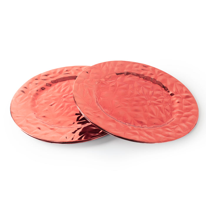Set Of Red Charger Plates 33cm Under Plates Ruffled Shiny Christmas Red Plates