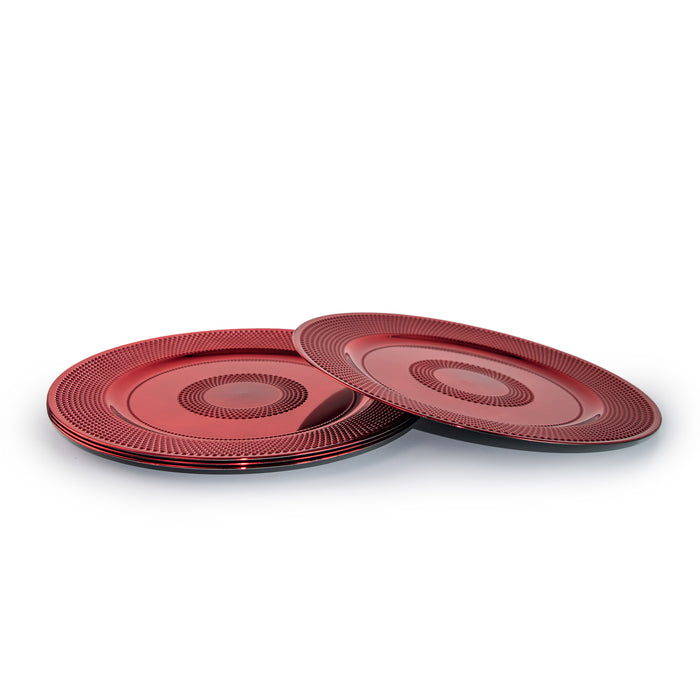 Set of Shiny Red Charger Plates 33cm Under Plates Stunning Round Chargers Deluxe