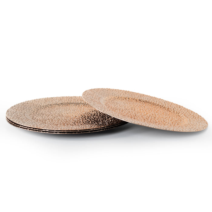 4-Pack 33cm Round, Durable Plastic Gold Charger Plates, Reusable Xmas Plate Set