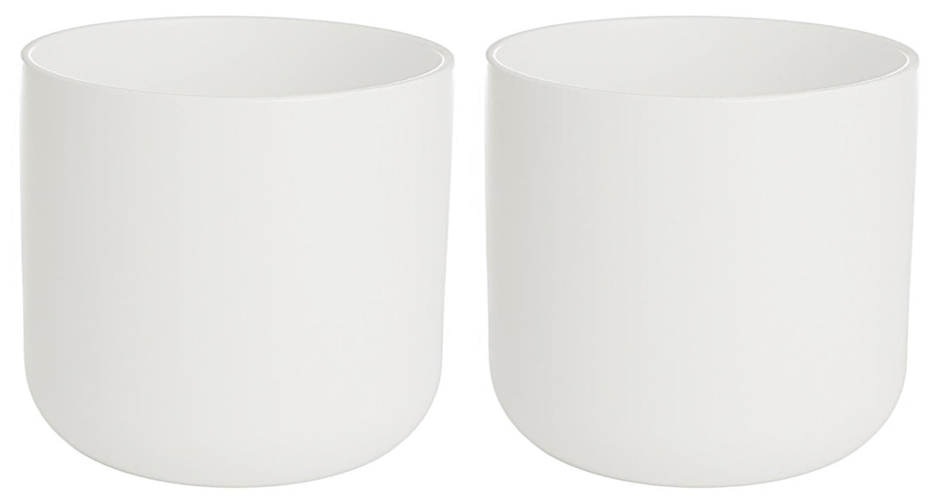 Rammento Stoneware Plant Pot Set of Two, White 13.5cm Round Stone Flower Pots