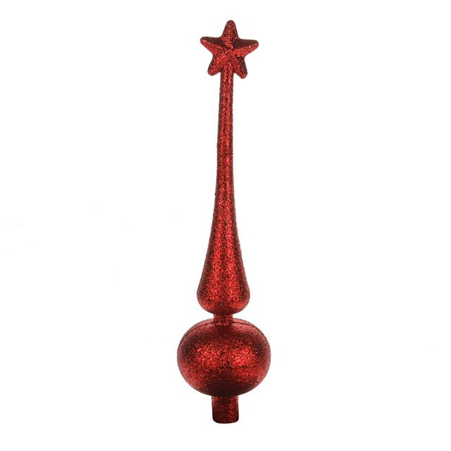 Sparkle Spherical Tree Topper | 26 x 6cm (10 x 2.3”) | Shatterproof Red Christmas Tree Topper