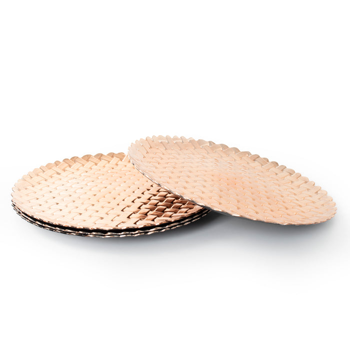 4-Pack 33cm Copper Gold Plastic Round Placemats, Large Charger Plates