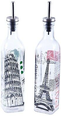 Sabichi Set of 2 Glass Olive Oil & Vinegar Dressing Drizzlers Bottles Pourers