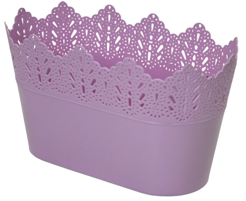 Medium 27cm Long Garden Oval Planter Plant Pot Indoor / Outdoor Purple Plant Pot