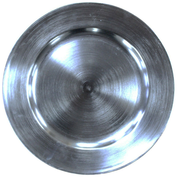 Rammento 33 cm Set of 4 Iridescent Steel Blue Round Charger Plates for Festive Dining