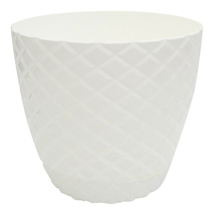 2-Pack 20cm Tall White Self-Watering Round Plastic Plant Pots - Removable Saucer