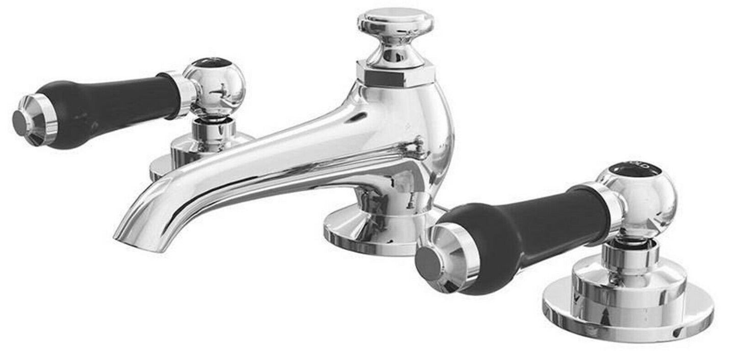 Traditional Black Lever Basin Mixer Tap With Pop-Up Waste Bathroom Sink Taps