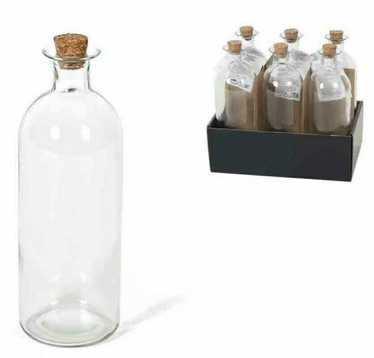 Set of 6 Large Round Glass Bottles & Cork Clear Perfume Liquor Bottles 490ml