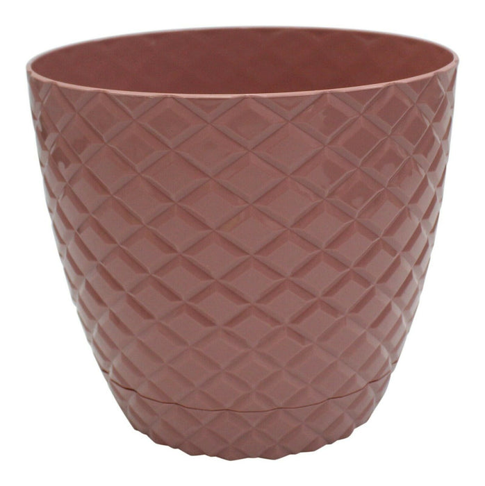 Pink Diamond Cut Modern Large Plant Pot Indoor / Outdoor 5.6 Litre Planter