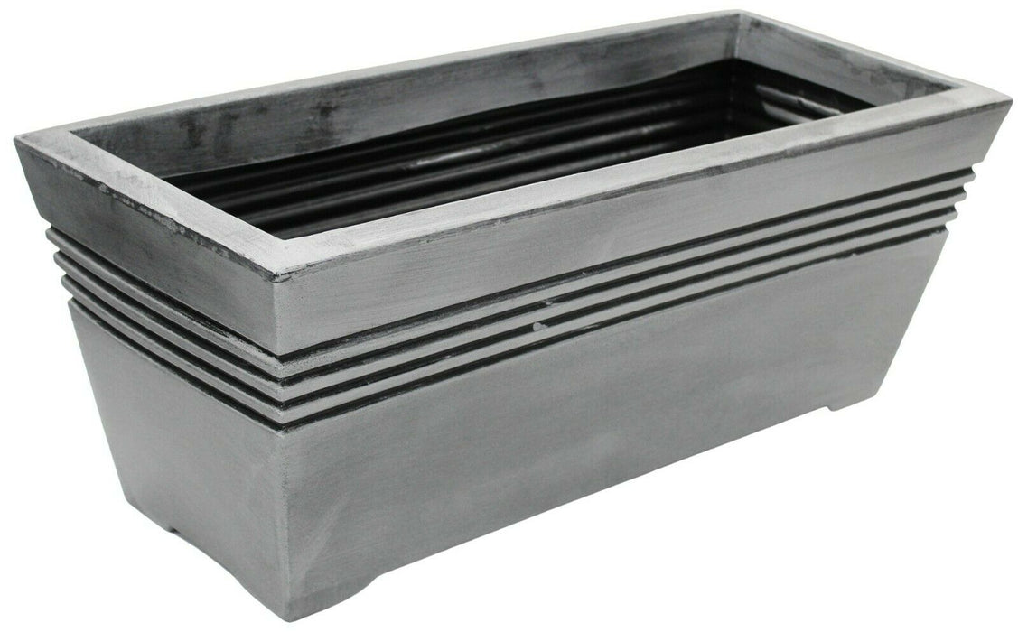 Strata 58cm Large Rectangle Plastic Plant Trough, Grey Indoor/Outdoor Planter