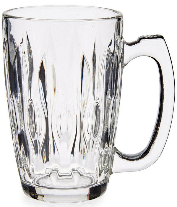 Set of 6 LARGE Clear Glass Coffee Mugs Tea Cappuccino Mug Glass Cups 340ml