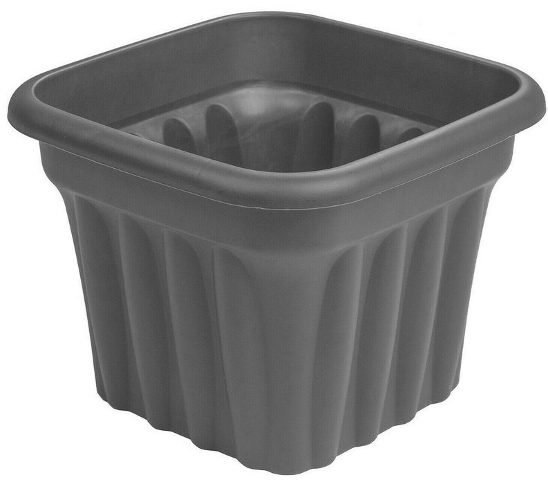 33cm Large Square Recycled Plastic Slate Planter 16L Rippled Gardening Plant Pot