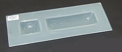 37cm Long Frosted Glass Serving Platter, Clear Rectangular Sectioned Plate