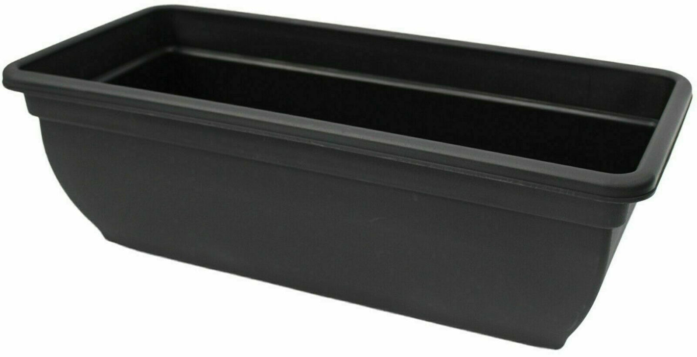4-Pack 46cm (15L) Large Rectangular Black Recycled Plastic Trough Planters