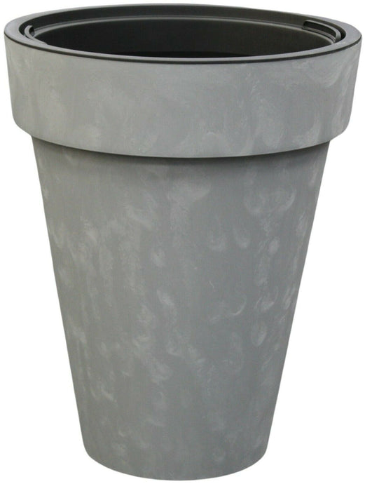 Rammento 44cm Tall Plastic Plant Pot with Insert, Grey Beton-Effect 18/25L Pot