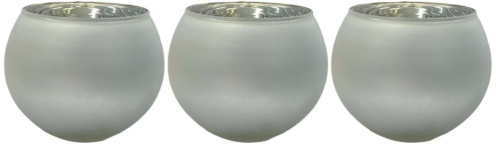 Floating Tealight Candle Holders Set 4 Matt Silver Glass Bauble Tea Light Holder
