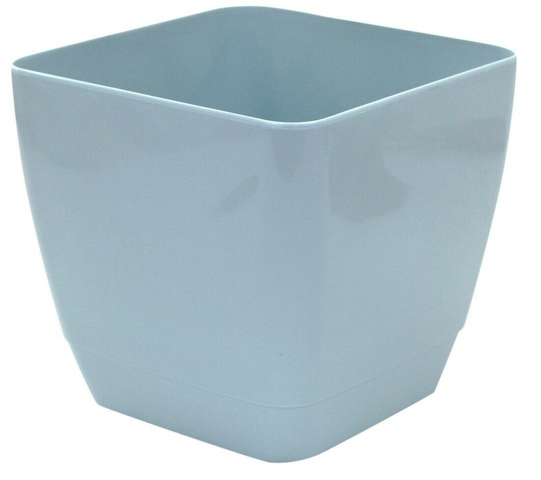 Set Of 4 Indoor Square Plant Pots 16cm Square Indoor Planters Blue