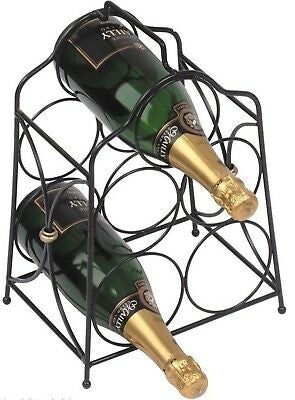 38.5cm Tall Metal 5-Bottle Wine Rack, Black Free-Standing Alcohol Storage Holder