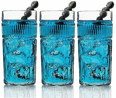 Anchor Hocking Annapolis Large Glass Tumblers Set of 6 HiBalls Hi Ball Tumbler