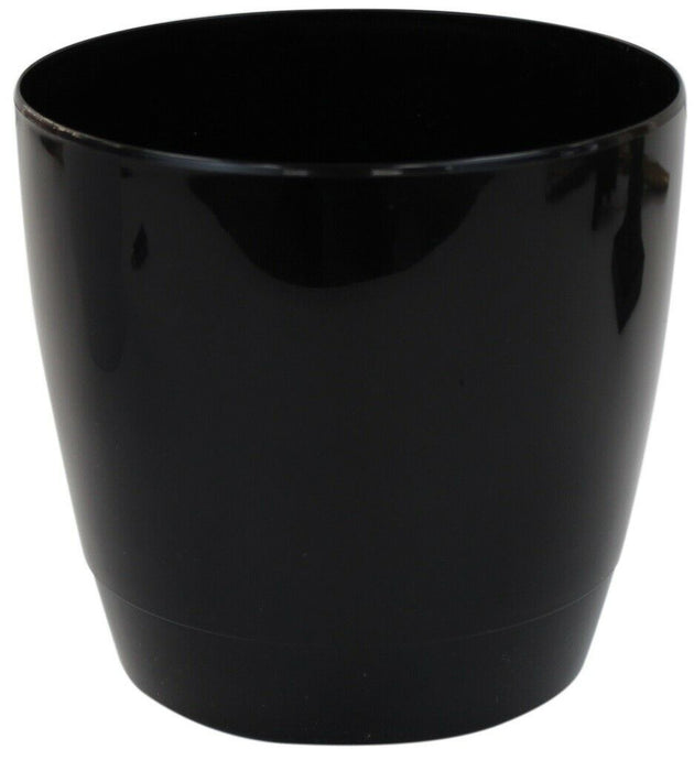Set Of 4 Indoor / Outdoor Round Medium Plant Pots 16cm Planters Black