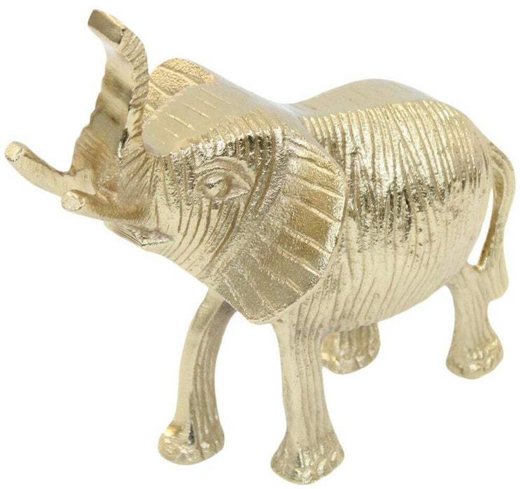 Ornamental Elephant - Gold Metal Animal Statue Decorative Gift
