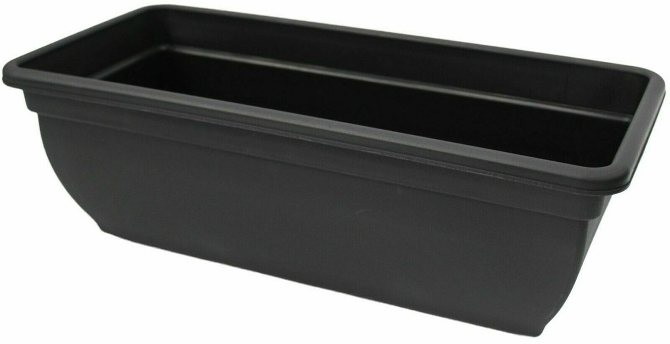 2-Pack 46cm (15L) Large Rectangular Black Recycled Plastic Trough Planters