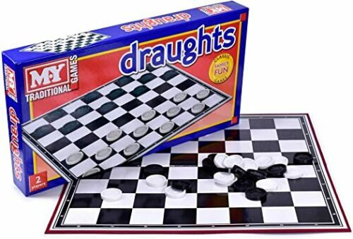 Draughts Checkers Board Games - Traditional Folding Family Game Adults Kids