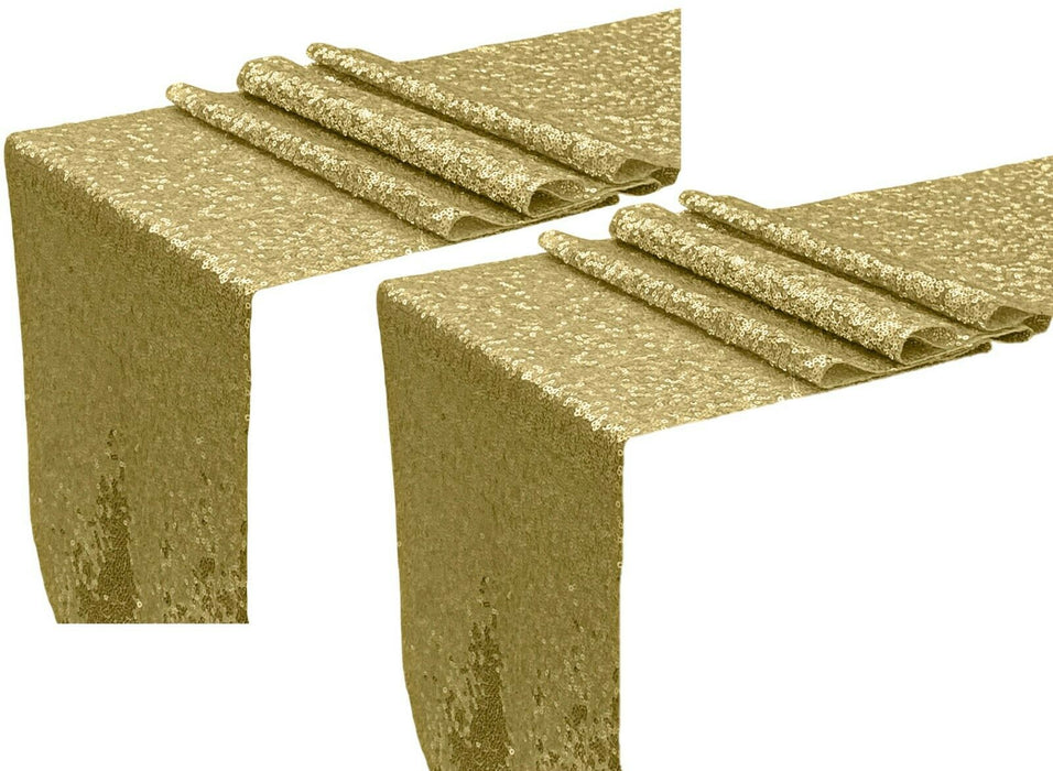Glitter Sequin Table Runner Gold Sparkly 2x 2M Rolls Wedding Christmas Party