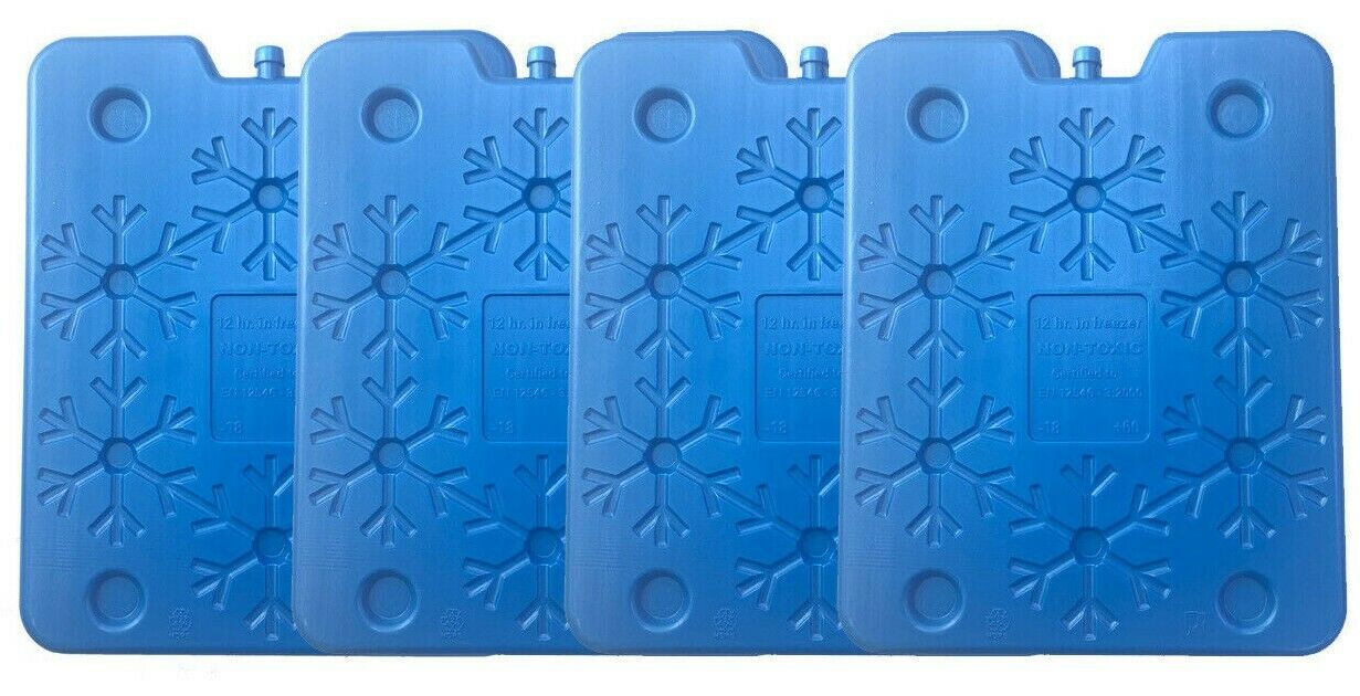 4 EXTRA LARGE Ice Blocks Reusable Plastic Freezer Ice Pack Brick Cooler 800ml