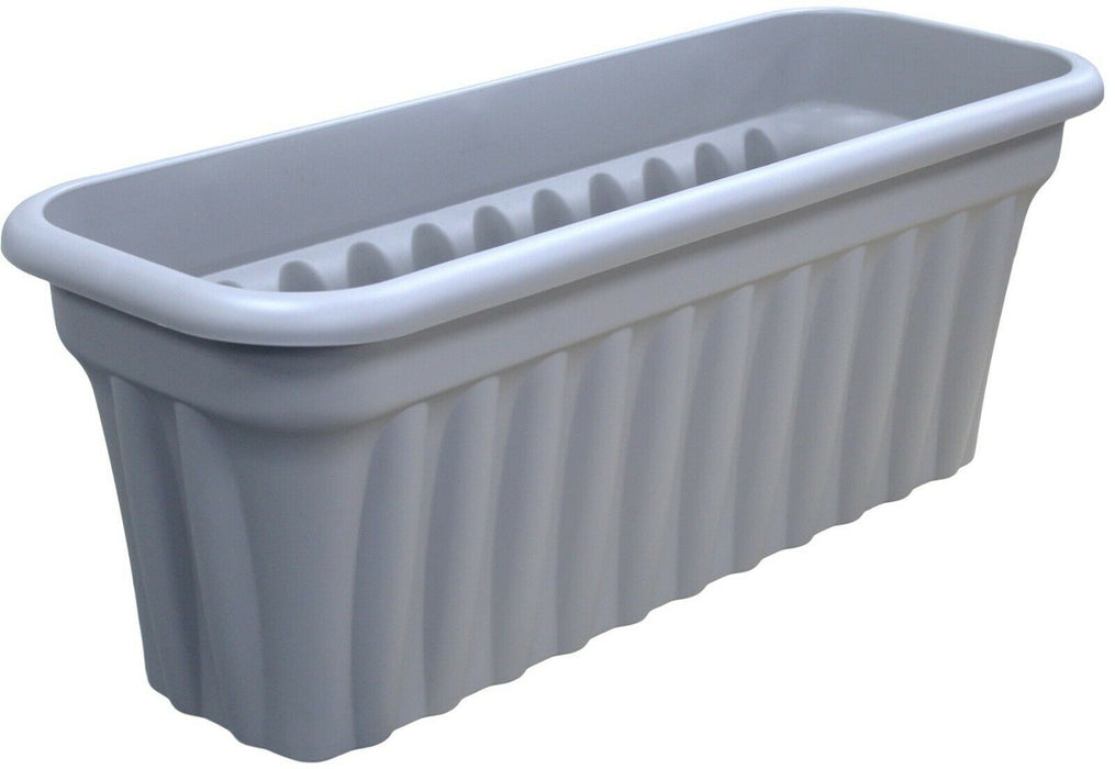 80cm Long Rectangular Upcycled Grey Plastic 72L Trough Plant Pot for Garden