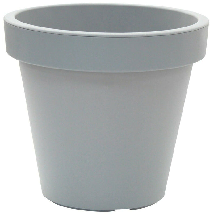 Rammento 34cm Large Plastic Plant Pot, Light Grey 22L Outdoor/Indoor Planter