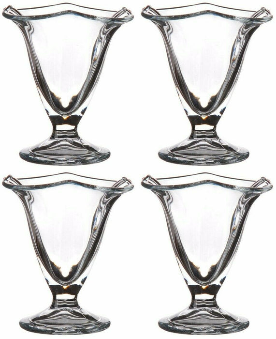Set of 4 Ice Cream Sorbet Glass Bowls Dishes For Fruit Salad Ice Creams Sundae