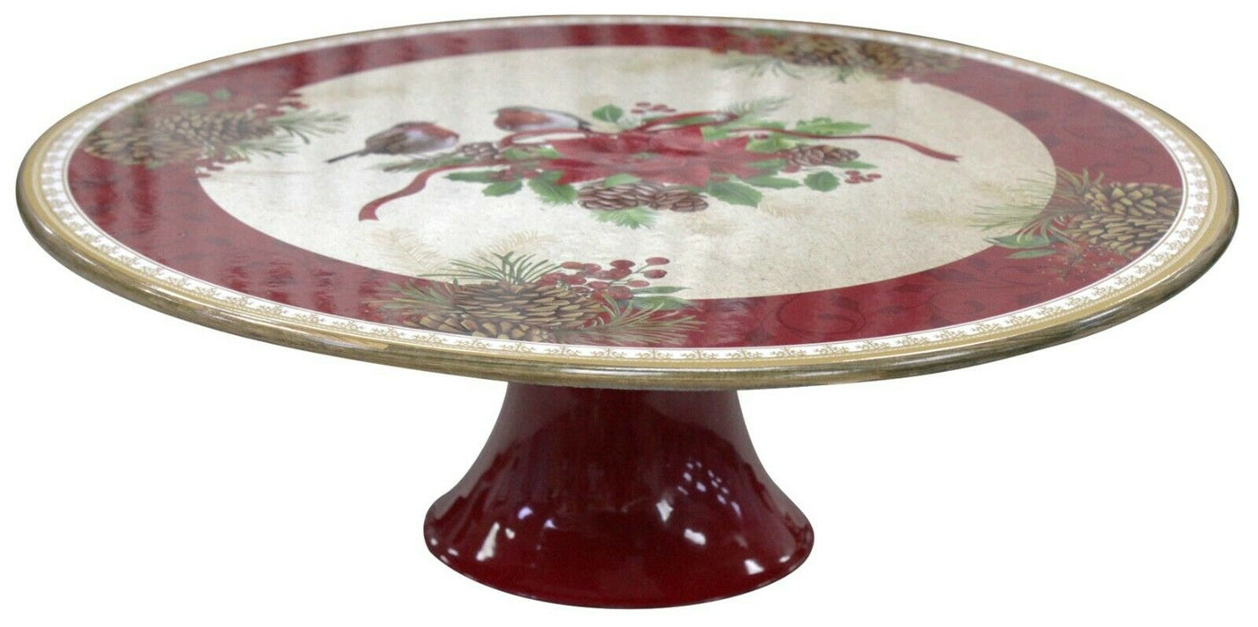 Large 29cm Christmas Cake Stand On Pedestal Fruit Plate Berries Raised Plate