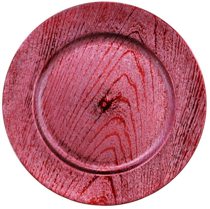 Set of 4 Wood Effect Charger Plates 33cm Large Round Under Plates Red Christmas