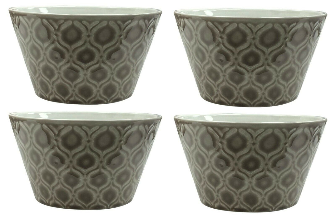Set of 4 Stoneware Soup Bowls Grey Japanese Style Soup Rice Pasta Bowls Cereals