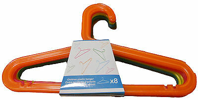 Childrens Plastic Kid Coat Hangers Infant Clothes Hanger Multi Coloured Set of 8