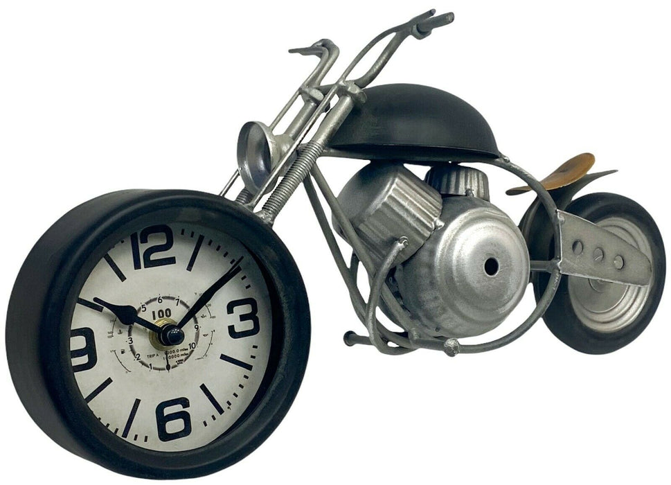 Retro Motorbike Table Clock Vintage Motorcycle Analogue Clock Desktop Ornament