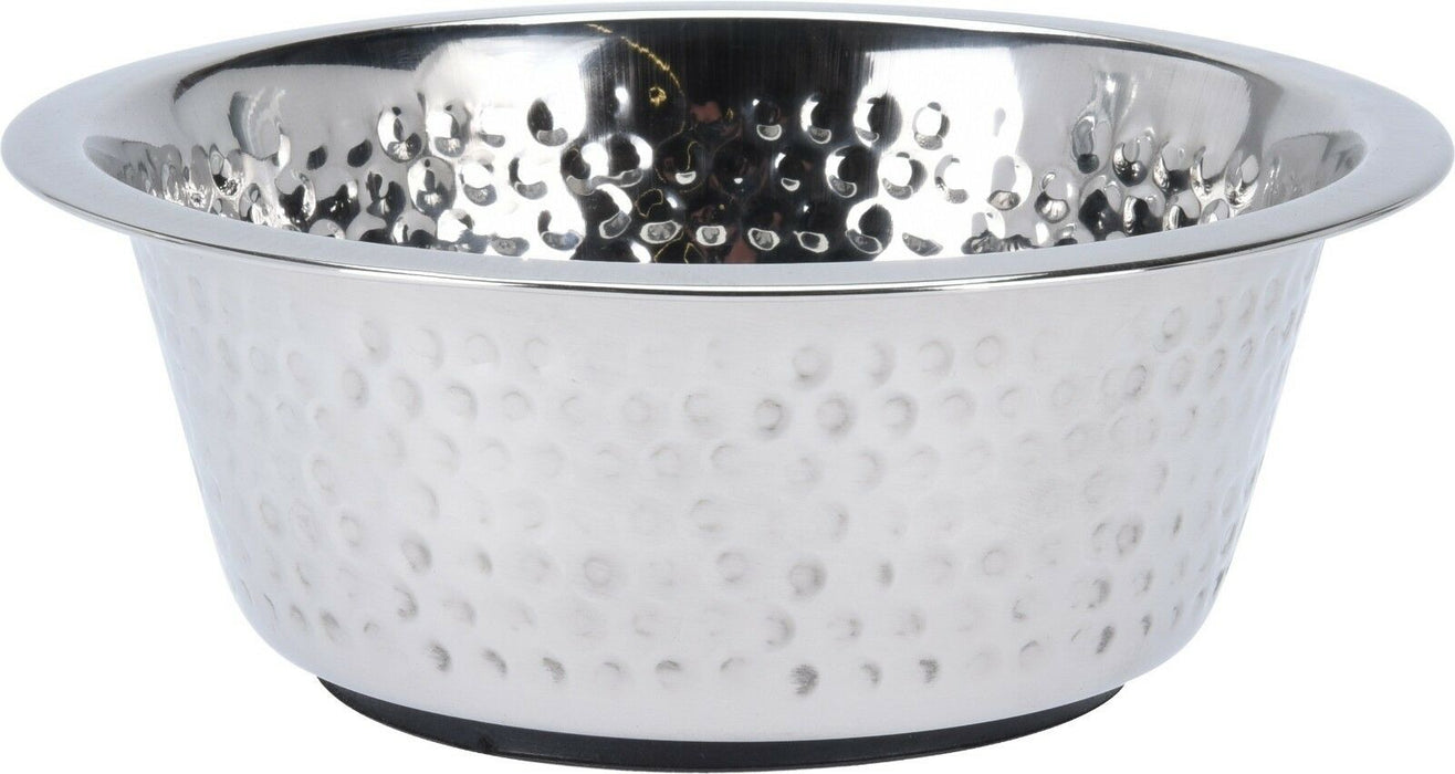 Stainless Steel Dog Bowls Feeding Bowls Cat Pet Bowls Hammered Design Non Slip
