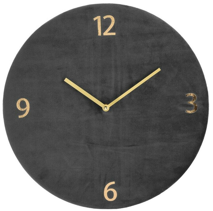 Large 37cm Wall Clock Modern Style Velvet Finish Gold Handles Deluxe Collection