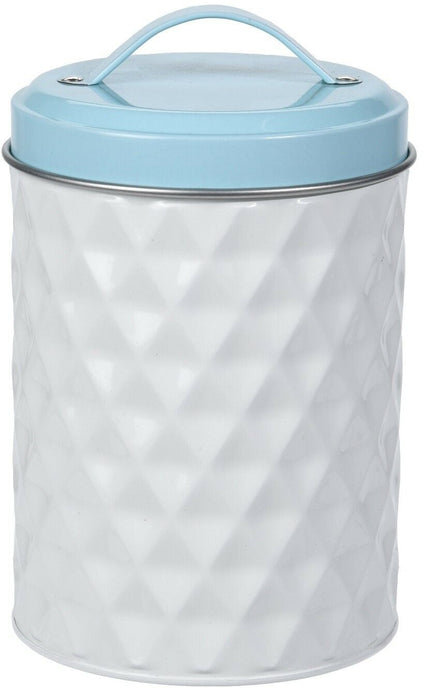 Stainless Steel Blue & White Tea Coffee Sugar Canisters Storage