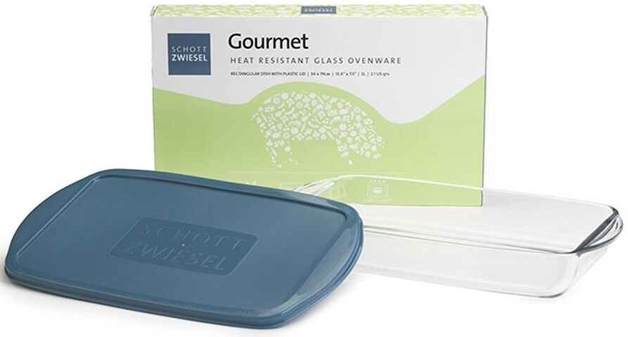 Schott Zwiesel Large Rectangle Glass Oven Roasting Dish With Plastic Lid