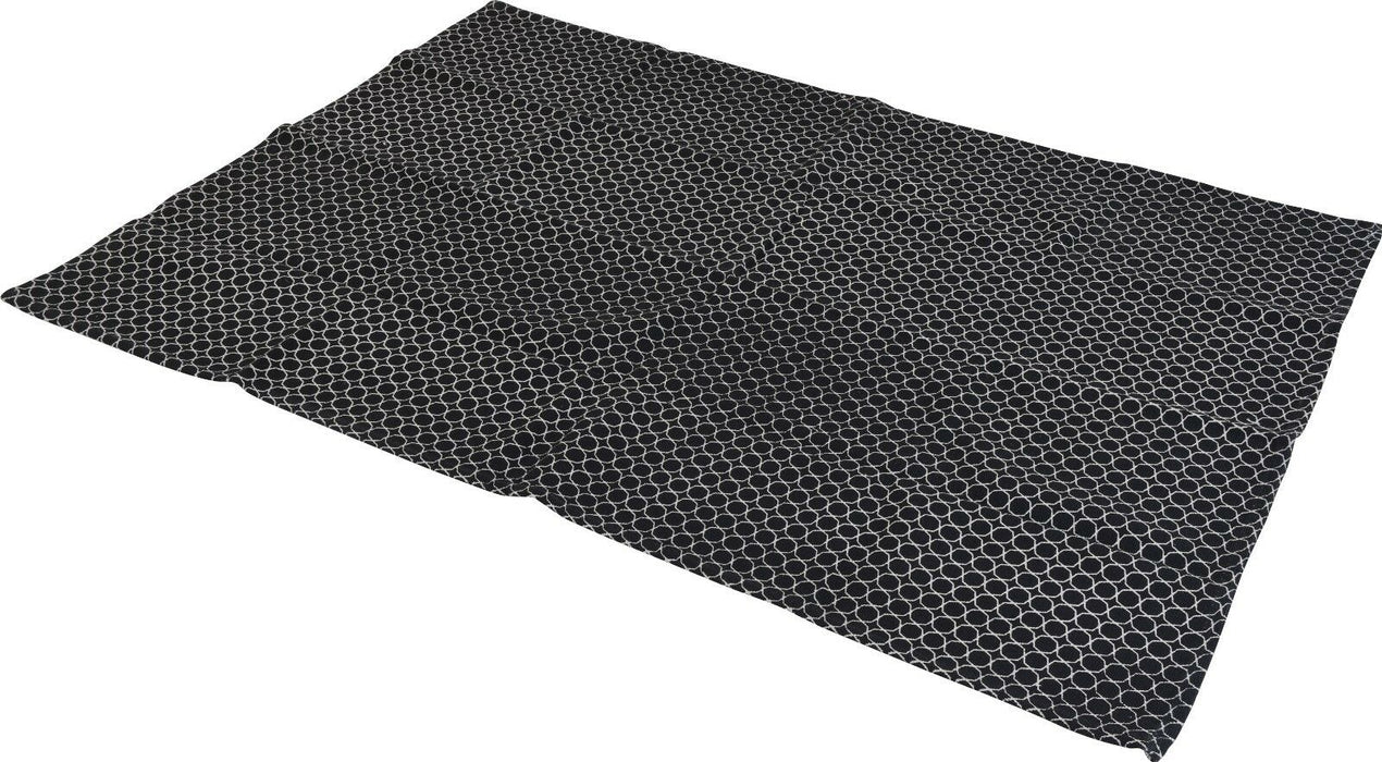Large 100% Cotton Rug Black Grey & Light Grey 180cm x 120cm (6ft x 4ft)