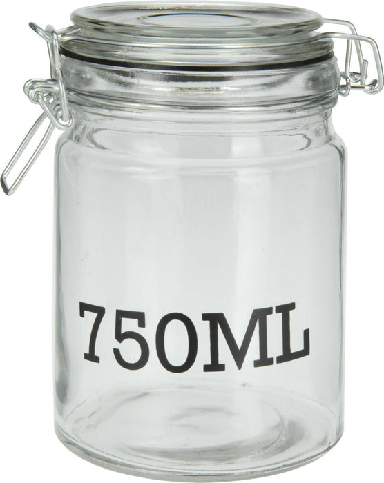 750ML Airtight Glass Food Storage Jar with Clamp-Top Lid, Clear Kitchen Canister