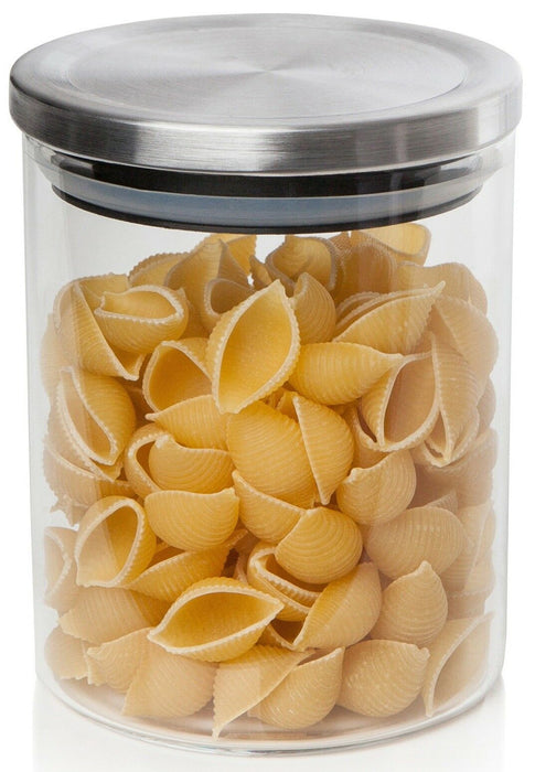 Sabichi Large Clear Glass Storage Cookie Biscuit Pasta Jar Push Lid. Airtight
