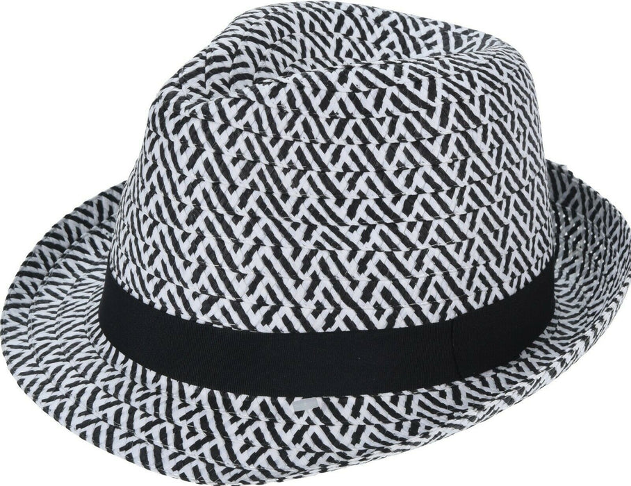 Black & White Mens / Ladies Hats Black /  White Ribbon Zig Zag Party Beach Hat