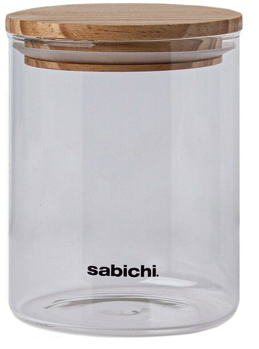 Large Clear Airtight Glass Canister 900ml/1.2L Kitchen Storage Jar with Wood Lid