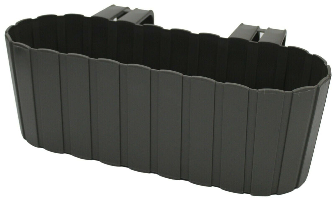 Rammento 38cm Double Plastic Fence Planter Outdoor with Hooks, Stone Grey