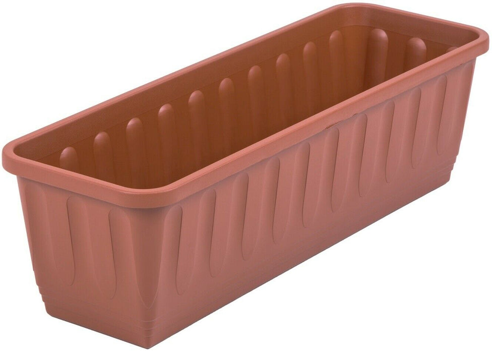 Large 60cm Planter Terracotta Plastic Trough Planter Plant Pot Plastic Rippled