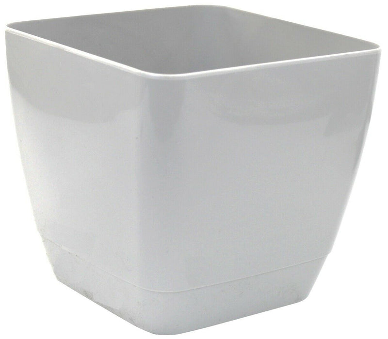 Set Of 4 Indoor Square Plant Pots 16cm Square Indoor Planters Grey