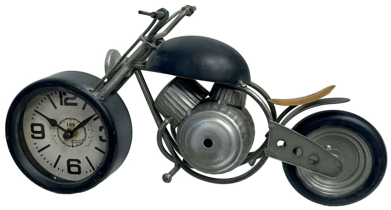 Retro Motorbike Table Clock Vintage Motorcycle Analogue Clock Desktop Ornament